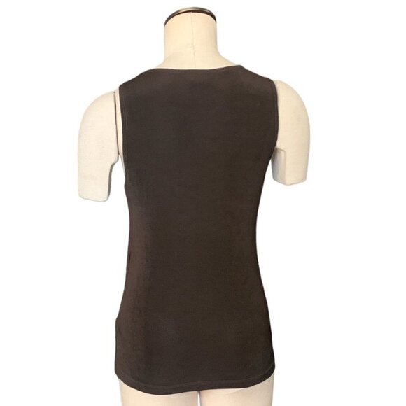 Chico's Travelers Square Neck Tank Top Sz 0 (S/4) Brown 132J - Picture 5 of 8